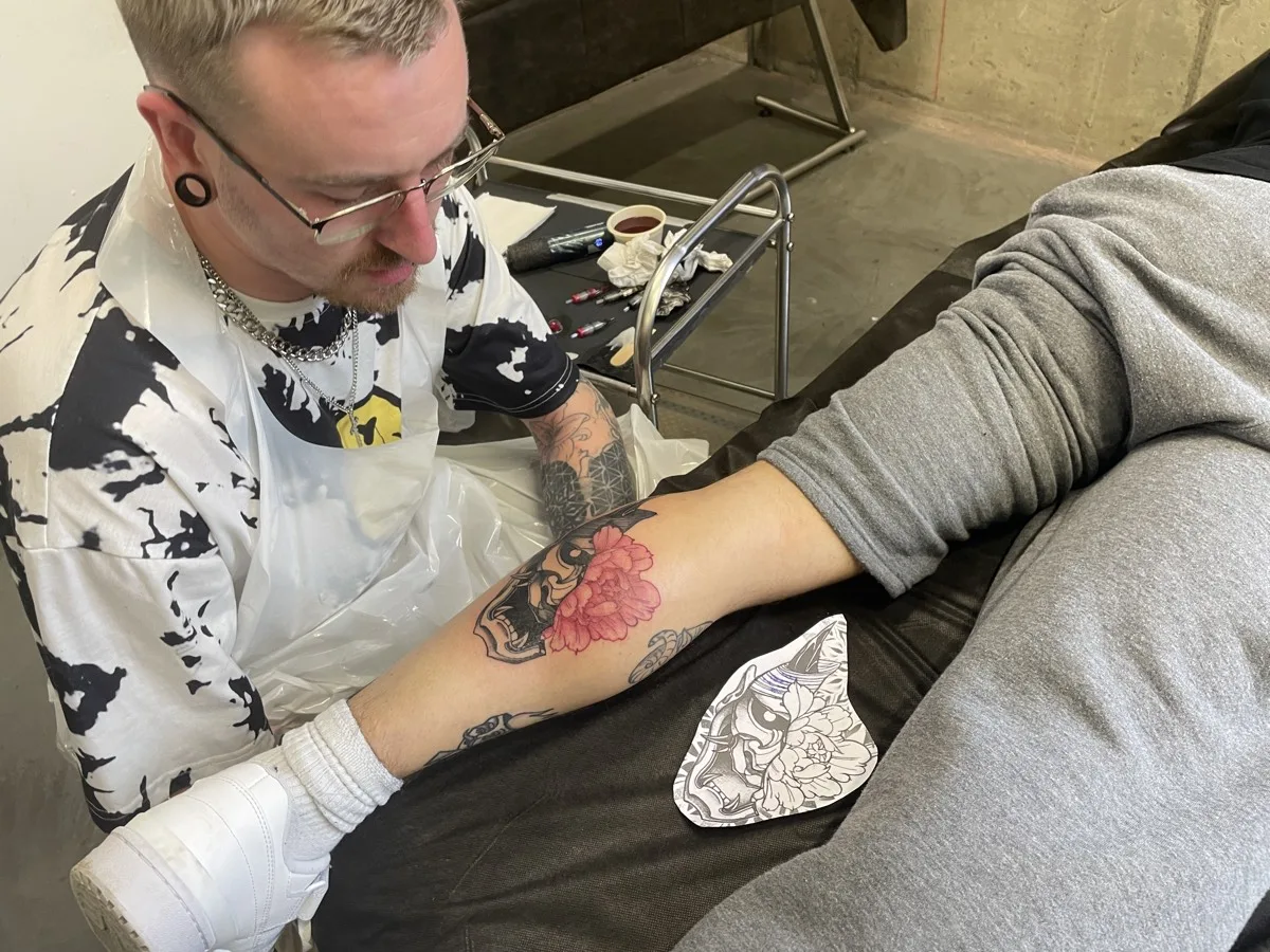 Tattoo training at London Tattoo College, where Canary Wharf students learn